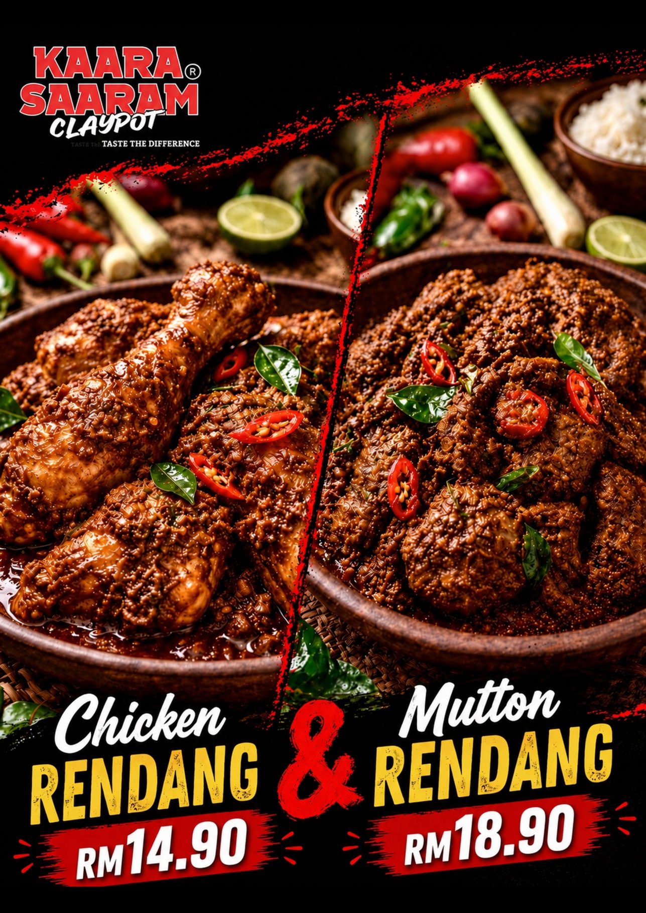 Chicken Rendang RM14.90 and Mutton Rendang RM18.90 promotion poster
